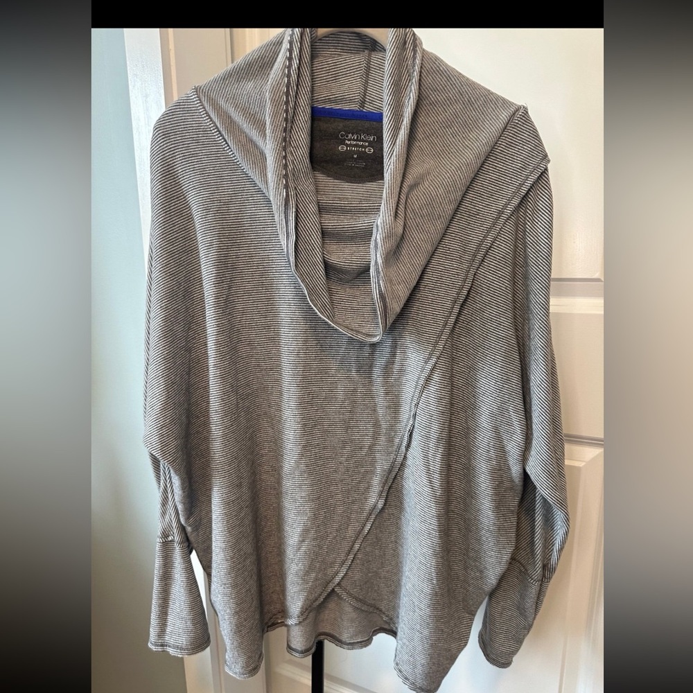 Calvin Klein Performance cowl neck Athleisure pullover wrap-front design, cozy